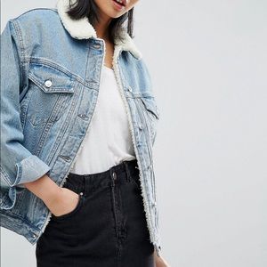 Denim Borg Jacket in Mideast Blue